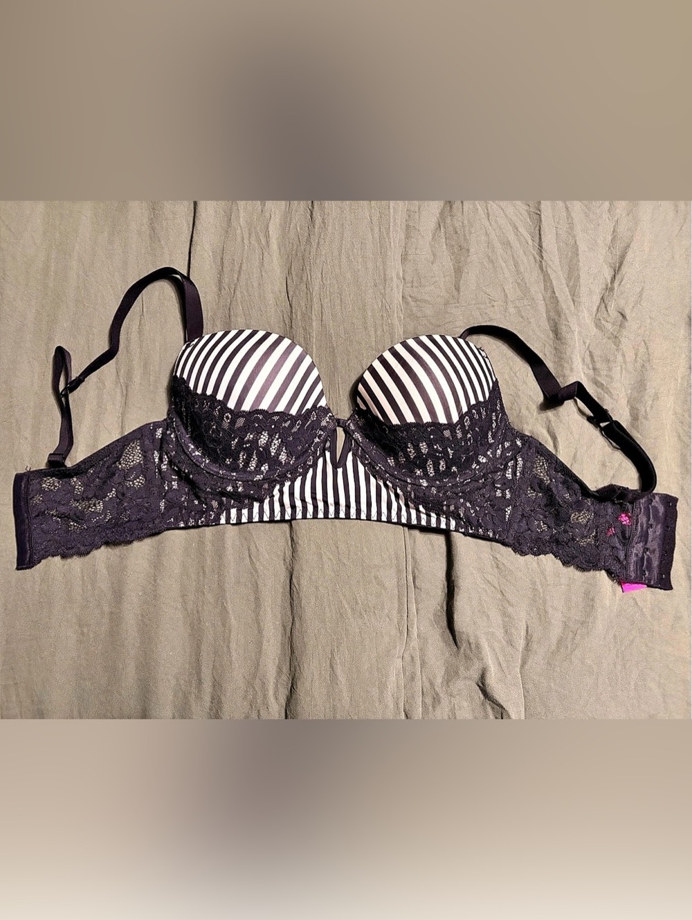 La Senza Lace Underwire Bra Black & White Stripes 32D